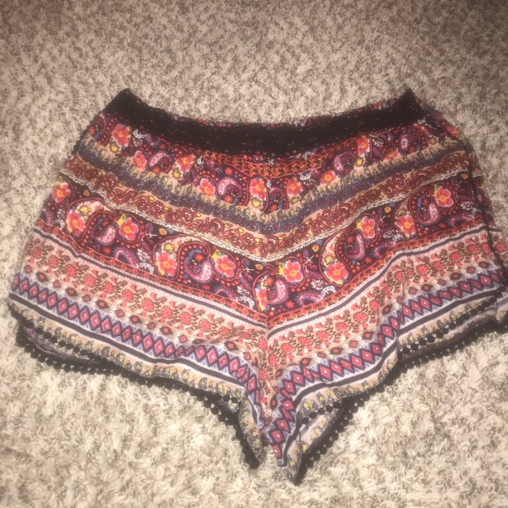 Dressy patterned shorts.